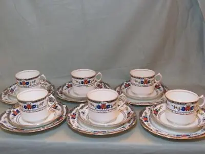 6 Rosina Queens Bone China Trios Tea Cups Saucers & Side Plates Patt. 3834 • £18