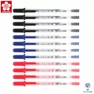 Sakura Gelly Roll 08 Medium | Basic Colours | Black Blue Red | Pack 6 Or 12 Pens • £20.09