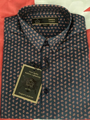 £16 • Buy Merc London Retro Paisley Shirt, Navy Blue, M, BNWT