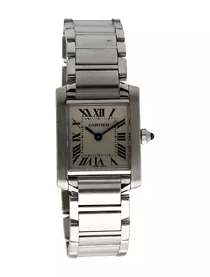 Cartier Tank Small Model W51008Q3 Beige Dial Stainless Steel Women Quartz Watch • $1000