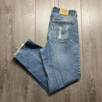 Vintage Levis Orange Tab 32x30 Distressed Stone Wash 90s Made In USA Jeans • $33.07