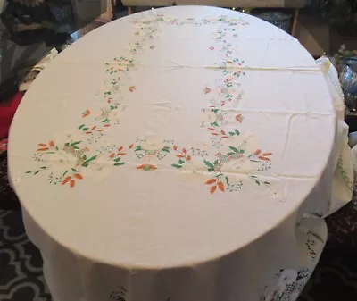 VINTAGE TABLECLOTH W/Floral Print - 68 X 100 Long • $4.95