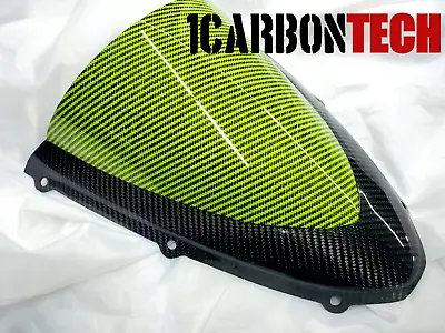 05-06-07-08 Kawasaki Zx-6r Zx-6rr Zx-10r Carbon Fiber Green Hybrid Windscreen • $179