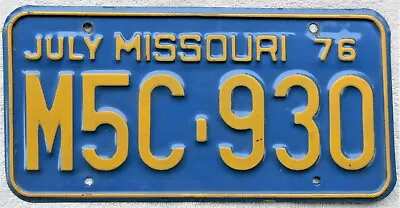 MISSOURI License Plate 1976 #M5C-930 • $10.75