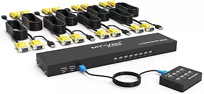 KVM Switch 8 Port 8X1 Rackmount KVM Switch VGA Included 8 2-In-1 KVM Cables &  • $96.99