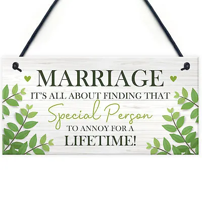 Marriage Gifts For Couple Plaque Marriage Sign Anniversary Gift For Husband Wife • £3.99