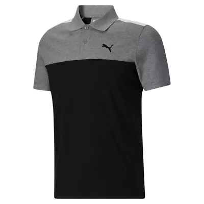 Puma Essential Block Short Sleeve Polo Shirt Mens Black Casual 67910801 • $19.99