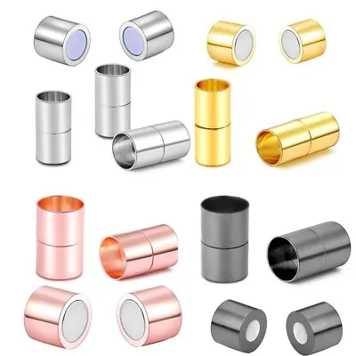 10 Pairs Brass Magnetic Clasps Column Jewellery Connectors Leather Cord End Cap • £15.34