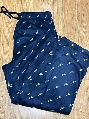 Nautica Mens Large Navy Blue Pajama Pants Lounge Bottom Soft Drawstring Pockets • $13.34
