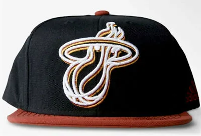 Adidas Miami Heat Snapback Cap Mens Basketball Hat Black Red Acrylic Casual • £23.99