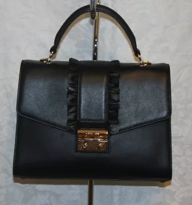 Michael Kors Sloan Medium Th Satchel Black Leather 30h7gsls2t • $141.92