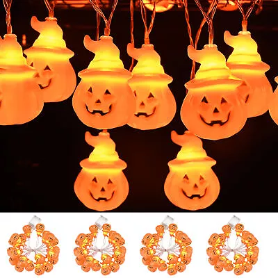 Halloween 80PC LED Pumpkin String Lights Lantern Lamp Indoor Outdoor Party Décor • $34.90