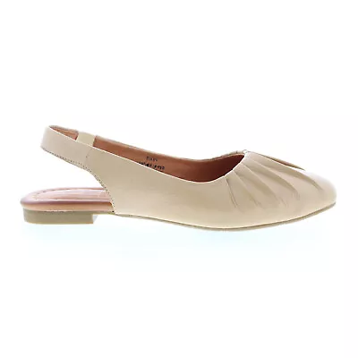 Miz Mooz Bixby Womens Beige Leather Slip On Slingback Flats Shoes • $34.99