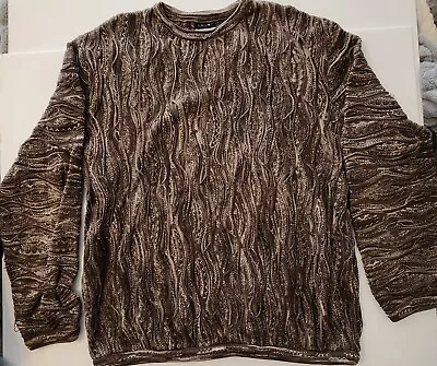 Vintage COOGI Australia Basics Crew Neck Sweater Mercerized Cotton Brown Mix 4X • $195