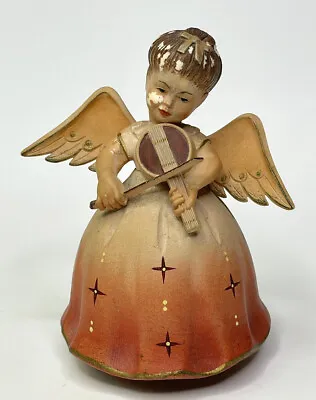 Vintage Reuge Swiss Made Wood Musical Violin Angel Music Box Plays Silent Night • $18.88