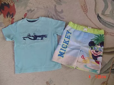 Boys Size 3T Mickey Mouse Swimwear + Gymboree Blue Shirt Martha's Vineyard • $2.99