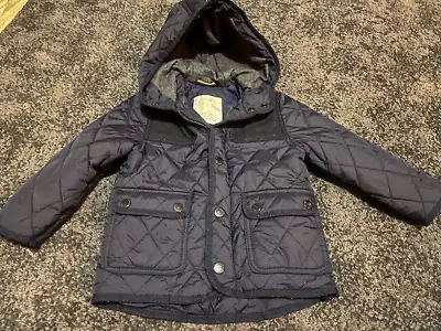 Amazing ZARA Boys Navy Blue Quilted Coat Size 4 Years • £2.99