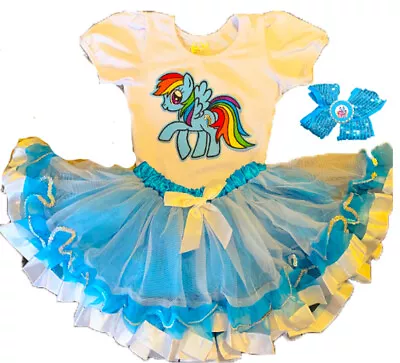 My Little Pony Rainbow Dash Birthday Party 5th 5  Tutu Dress Turqoise • $12.95