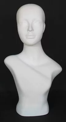 New! 21.5 In H Female Head Mannequin Bust Form Display Mannequin Matte White MH2 • $94.99