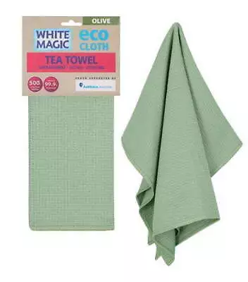 White Magic Reusable 70x50cm Tea Towel Absorbent Cleaning/Drying Cloth Olive • $27