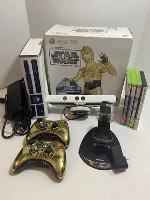 Xbox 360 Star Wars Kinect R2D2 Console Bundle With Box 2 Controllers & 4 Games • $329.99