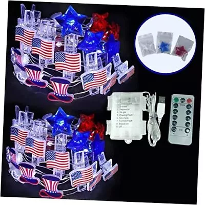 Red White And Blue Fairy String Lights 2 Pack Total 26.3FT 2 PACK Star Hat • $36.65