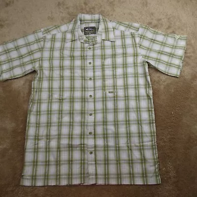 Drake Button Up Shirt Small Green White Camp Hunting Casual Fishing Men's 3.31* • $14.88