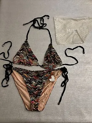 MISSONI Signature Print Triangle Bikini Size 44 Us 8 • $249.99