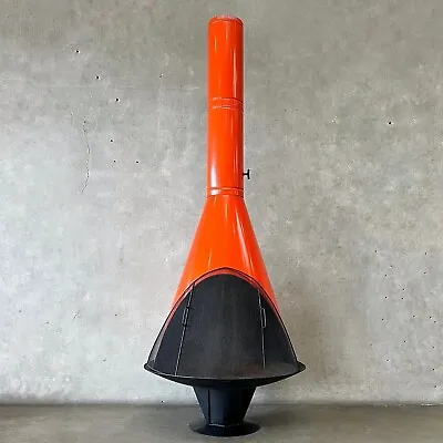 Vintage Mid Century Modern Orange Porcelain Enamel Finish Conical Fireplace • $2749