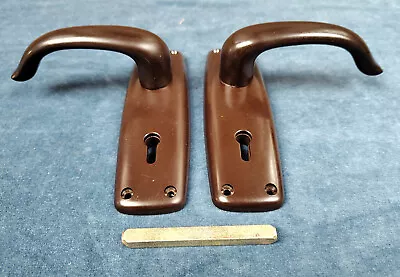 £17.50 • Buy Pair Of Reclaimed Brown Bakelite Door Handles, With Back Plates