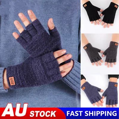 Thick Fingerless Gloves Driving Gloves Knitted Alpaca Wool Half Finger Mittens • $4.59