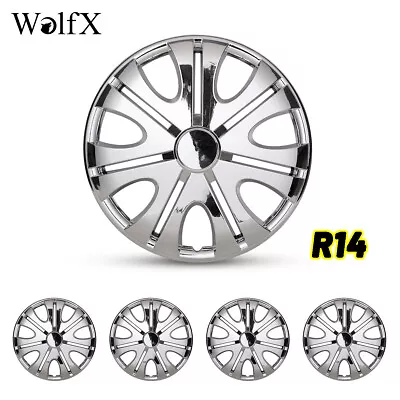 14  Set Of 4 Glossy Silver Wheel Rim Covers Hub Caps Fits R14 Tire & Steel Rim • $45.99