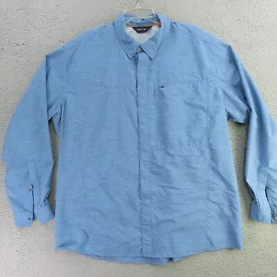 Orvis Shirt Mens 2XL Blue Polka Dot Button Up Long Sleeve Hiking Fish Outdoor • $24.95