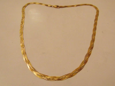 £375 • Buy Vintage Solid 14ct Gold Herringbone Twist Chain Necklace Hallmarked 16   8.00g