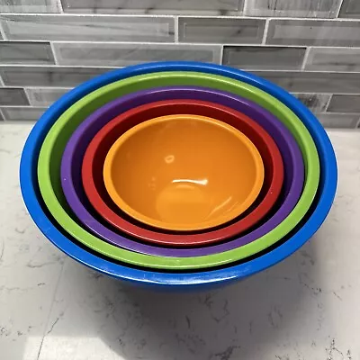 Nesting Mixing Bowl Set 5 Multicolor Melamine Blue Red Purple Green Orange • $44.95