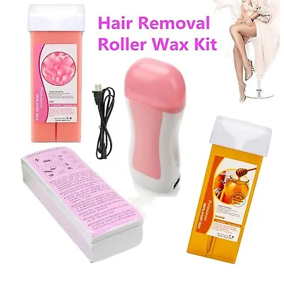 Roll On Depilatory Wax Hot Wax Warmer Heater Cartridge Hair Removal Waxing Kit • $20.99