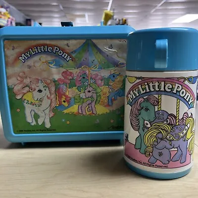 Vintage 1989 Hasbro Aladdin My Little Pony Blue Lunch Box W/ Thermos • $35