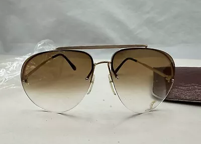 Unique Vintage Aviator Papillon Sunglasses W/Case - Gold Cobra Etched - NOS • $128.48