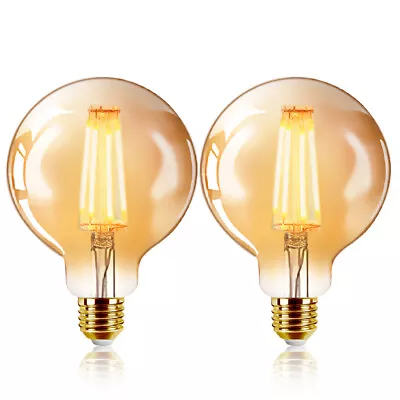 G125 E27 King Size 6W Globe Vintage Filament Scerw Edison Led Light Bulb 2 Set • £11.99