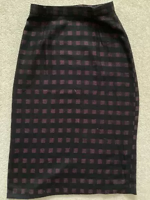 Vintage 80s Chelsea Girl Pencil Skirt Size 12 Black With Pink Fleck Detail • £7