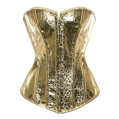 Lady Shiny Tank Bustier Bra Bralette Corset Top Club Gold Silver Lace Up Fashion • £22.85