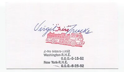Virgil Trucks Signed 3x5 Index Card Autographed Baseball MLB Detroit Tigers • $35