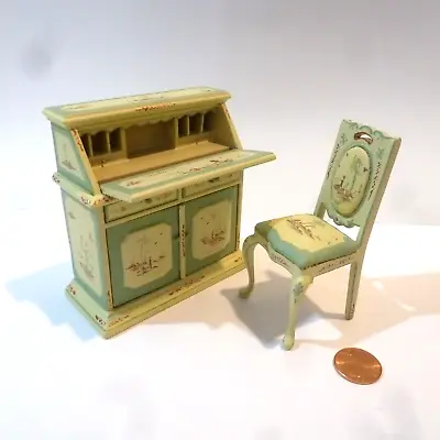 Bespaq Dollhouse Miniature Faux Bamboo Palm Desk & Chair Set 3405 Gp • $99.95