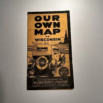 Original 1923 Red Top Motor Oil Madison Wi Wisconsin Motorists Association Map • $18.95