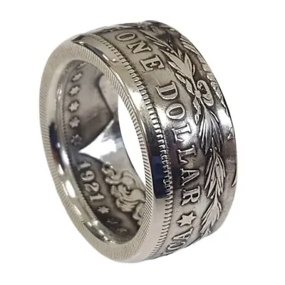 Silver Dollar Coin Ring Size 8-13 Handmade Crafted Rare Silver Morgan Men Rings • $7.69