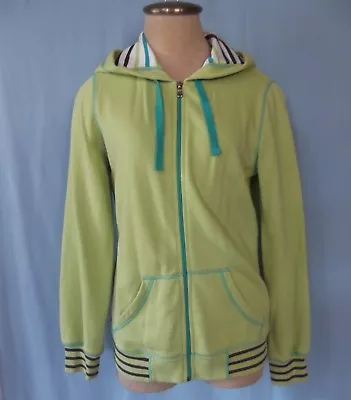 Hooded Front Zip Cotton Jacket Made For Life Lime Green Striped Size S ( 4 - 6 ) • $4.50