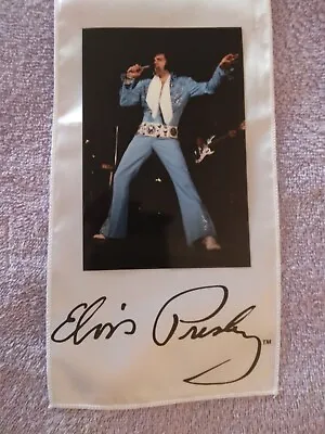 Elvis Presley Signature White Scarf&elvis On Tour Blue Jumpsuit Photo Lot 2 • $25