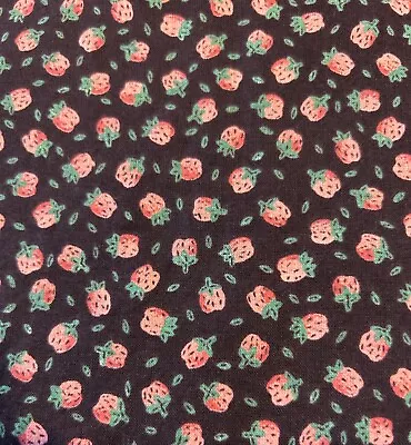 Vintage Springs Industries 100% Cotton Fabric Tiny Strawberry Print 43”X47”New  • $11.99