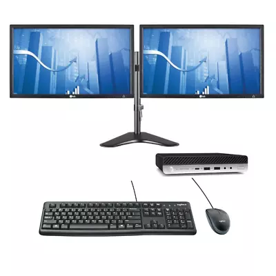 HP Bundle Desktop 800 G3 Mini PC I5-6500T 256GB 8GB RAM W11 + Dual 24  Monitors • $379.99