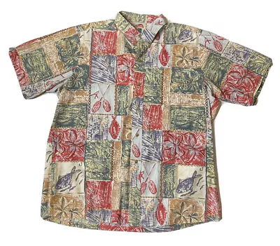 Men's KAHALA Hawaiian Islands Cotton Short Sleeve Shirt L Floral Fish • $16.99